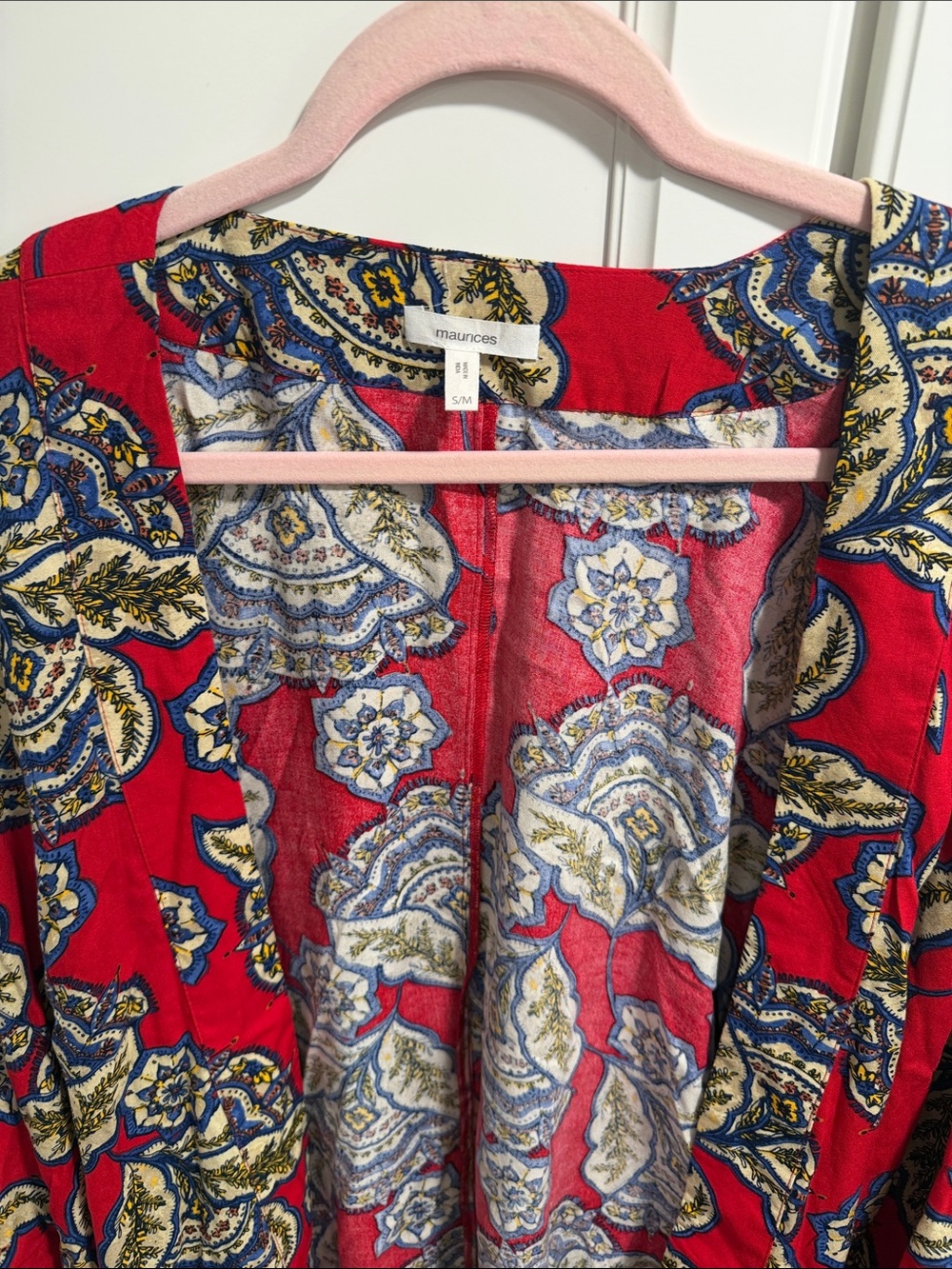 Maurices Red Paisley Floral V-Neck Tunic